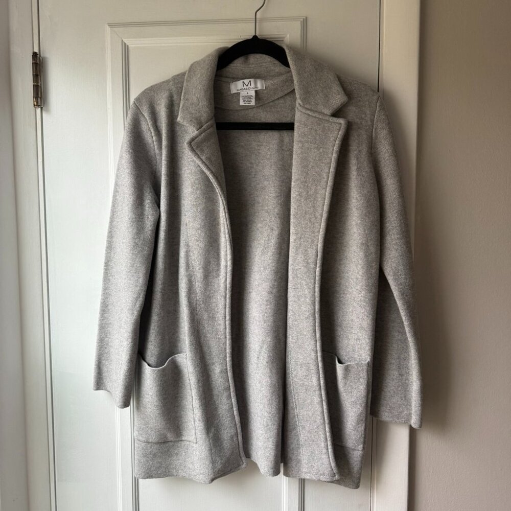 Magaschoni Gray Wool Collared Cardigan